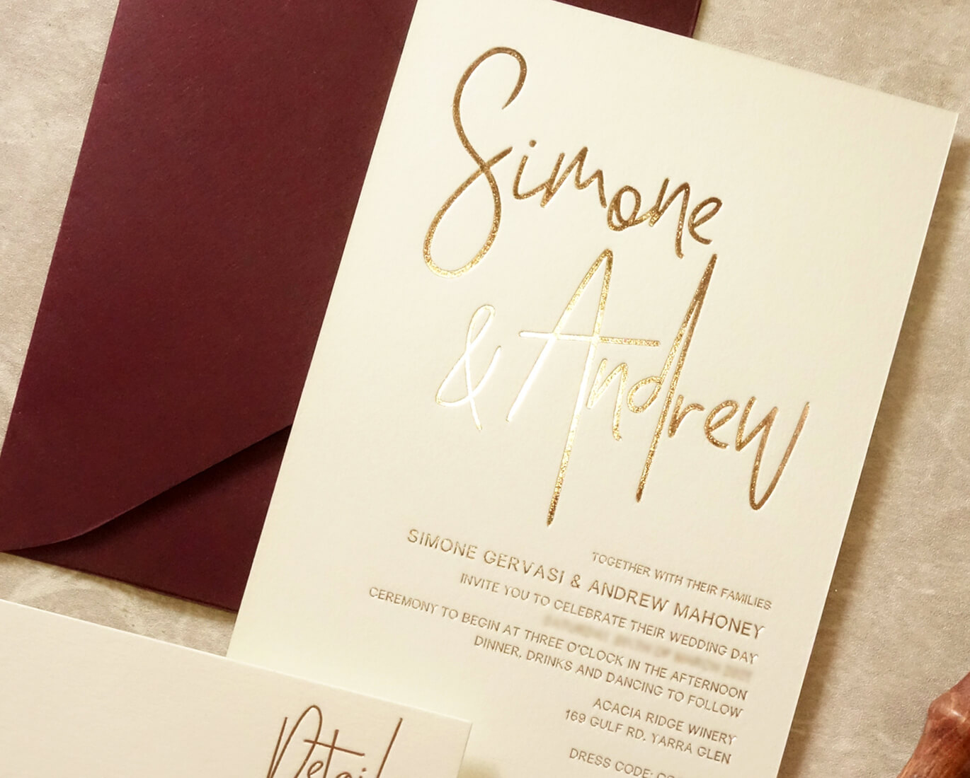 Ivory & Burgundy Wedding Stationery